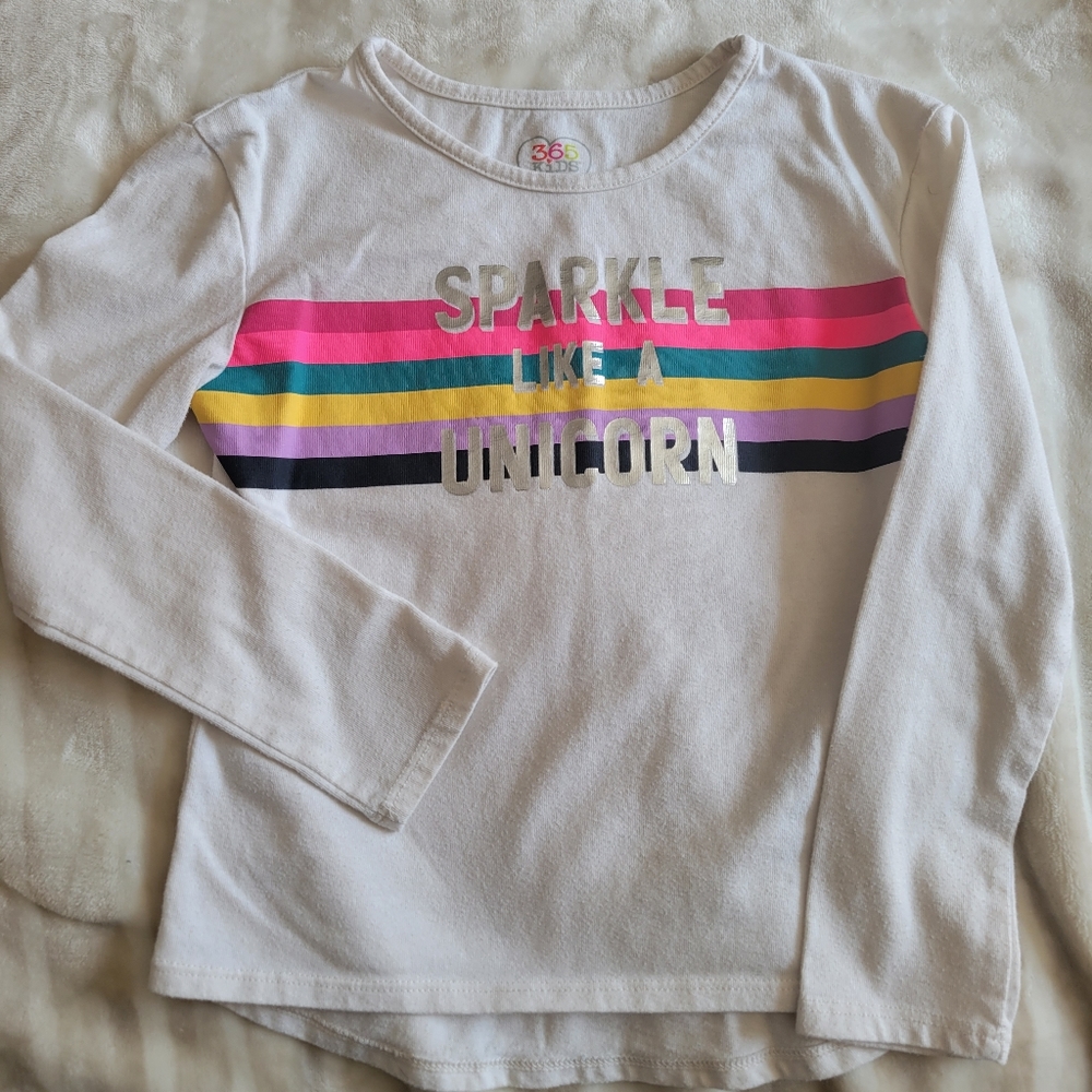 EUC 365 Kids Sparkle Like a Unicorn long sleeve tee- Size 6